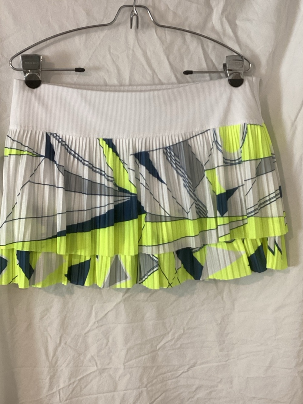 Lucky in Love Neon Yellow, Navy & White Pleated Mini Skirt